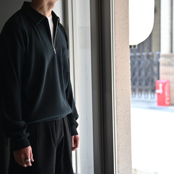 OLD JOE｜QUATER ZIP SILK NEP RIBED SHIRTS- STOTELA clothing store